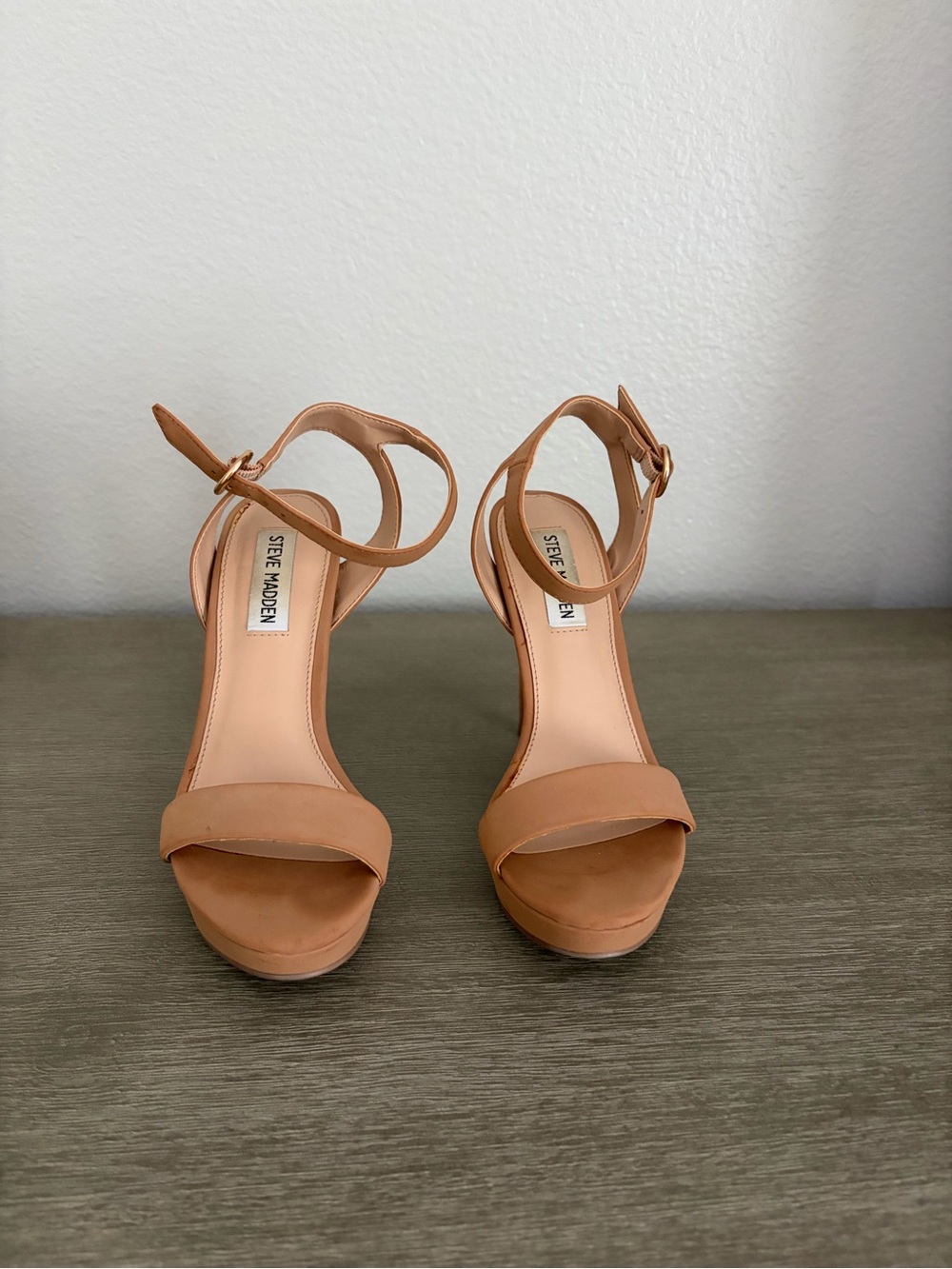 Steve Madden Cognac Ankle-Strap Platform Heels